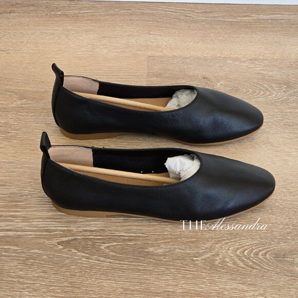 Quince Italian Leather Glove Ballet Flats Size 7.5 Blck Nappa Leather New in Box - Picture 5 of 15